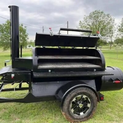 150 Gallon Offset Smoker on Trailer with Wood Storage