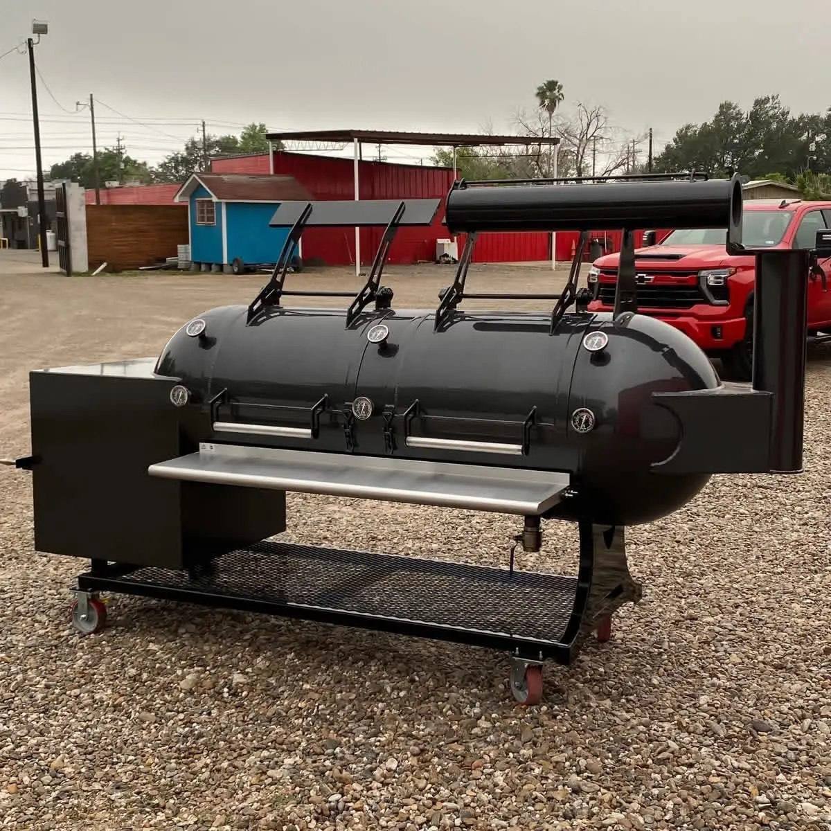 250 Gallon Pearl Gray Offset Smoker