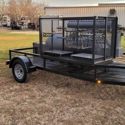 250 Gallon Offset Smoker on Custom Single Axle Trailer
