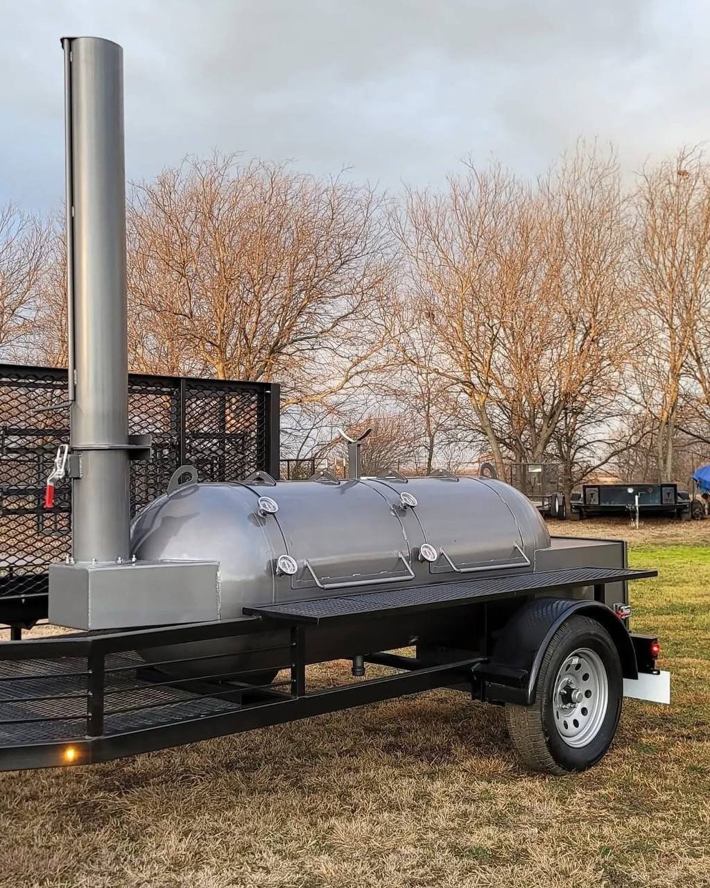 250 Gallon Offset Smoker on Custom Single Axle Trailer - Image 2