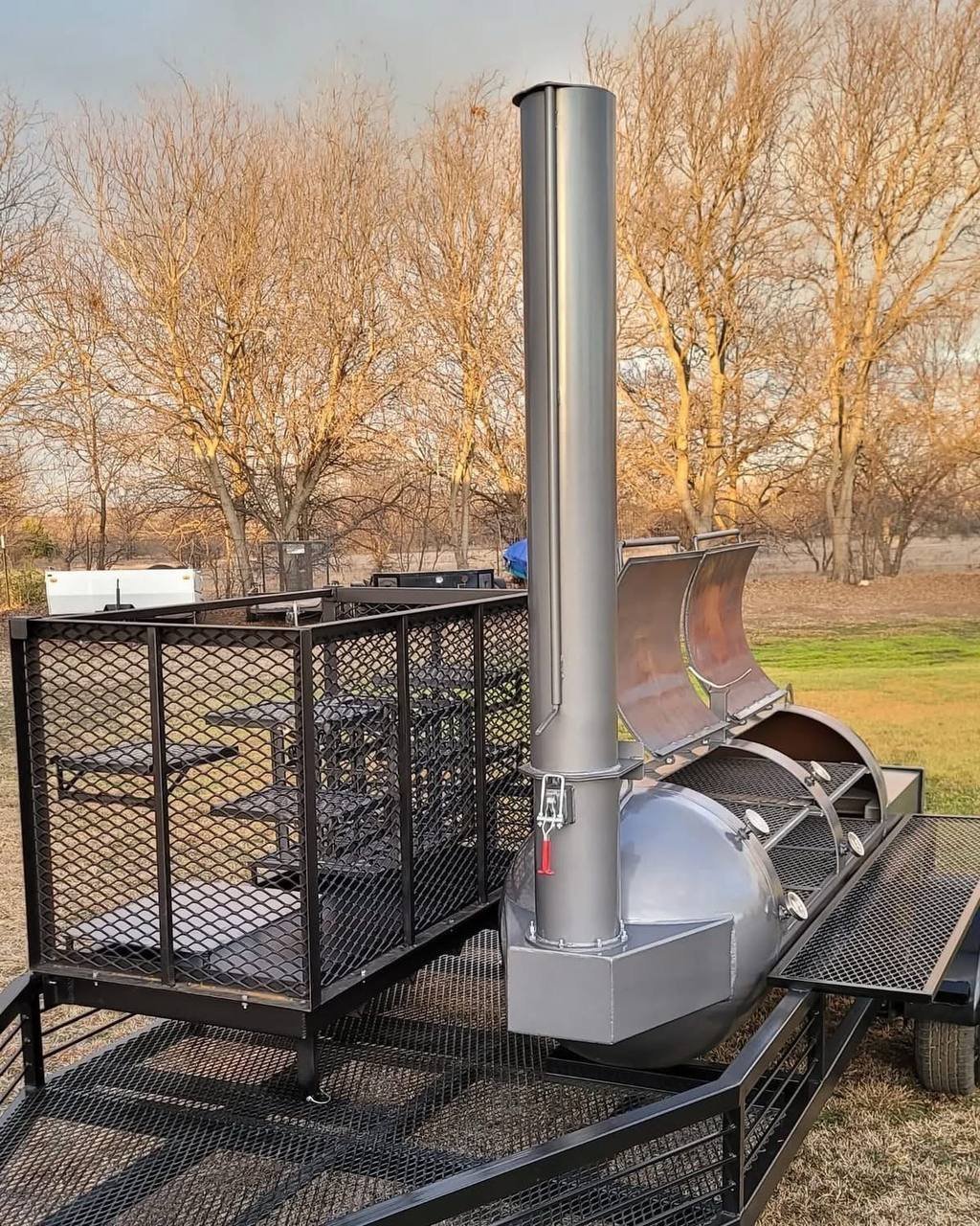 250 Gallon Offset Smoker on Custom Single Axle Trailer - Image 3