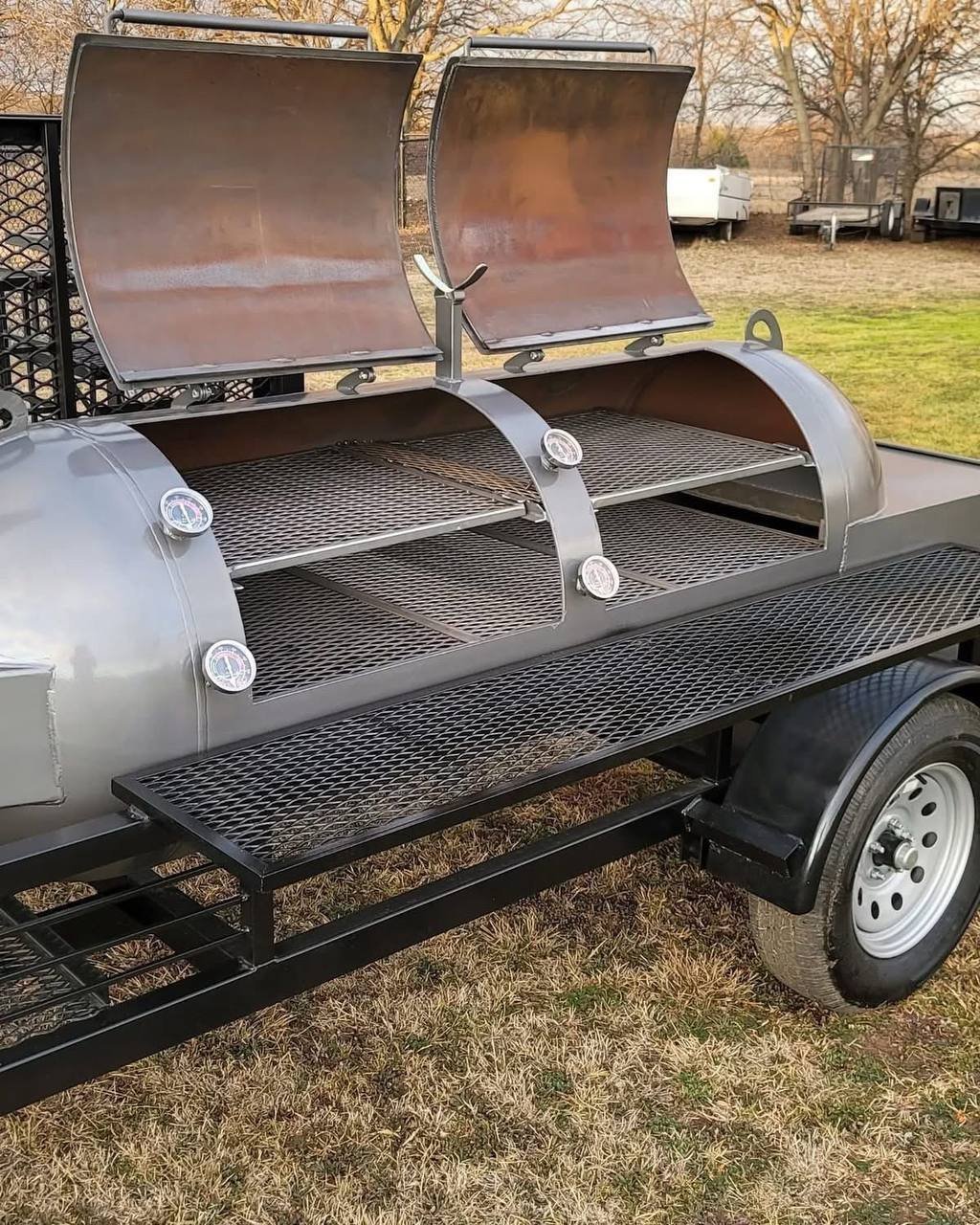 250 Gallon Offset Smoker on Custom Single Axle Trailer - Image 5
