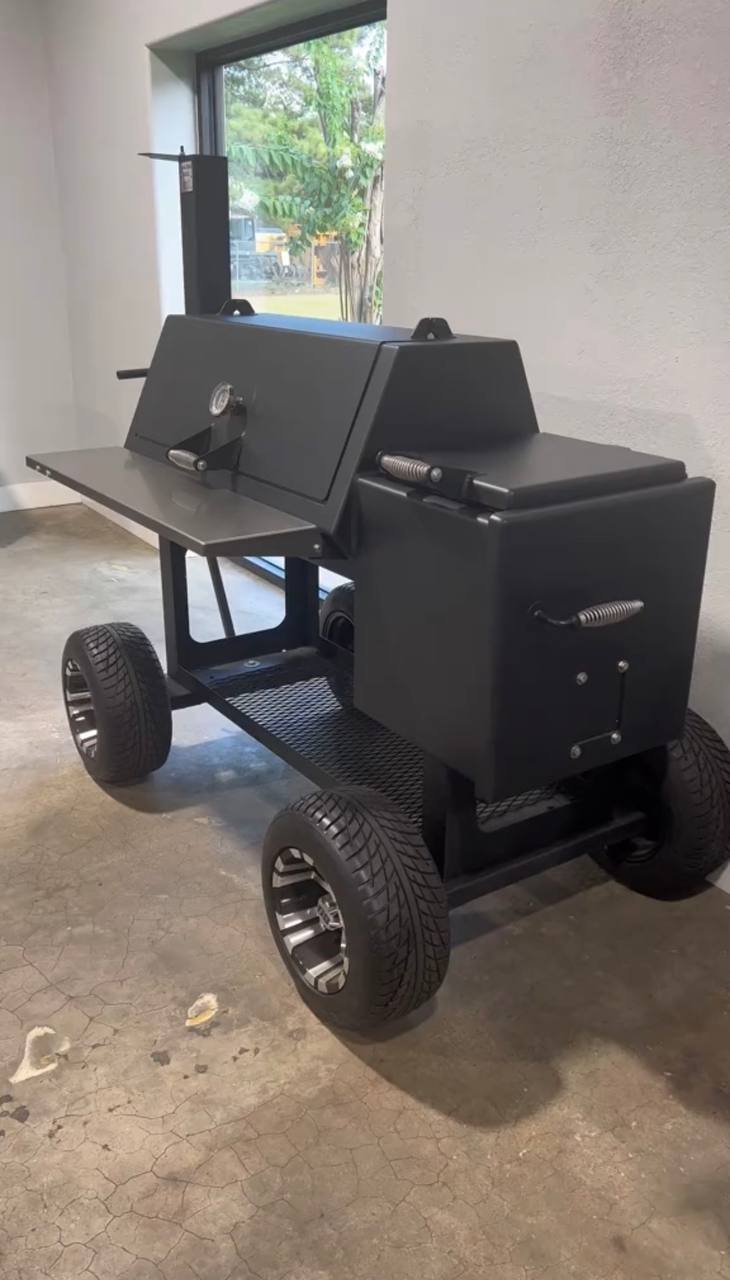 Angled Lid Offset Smoker on Off-Road Tires - Image 2