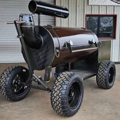 Custom 26″ x 60″ Offset Smoker on Wagon Cart