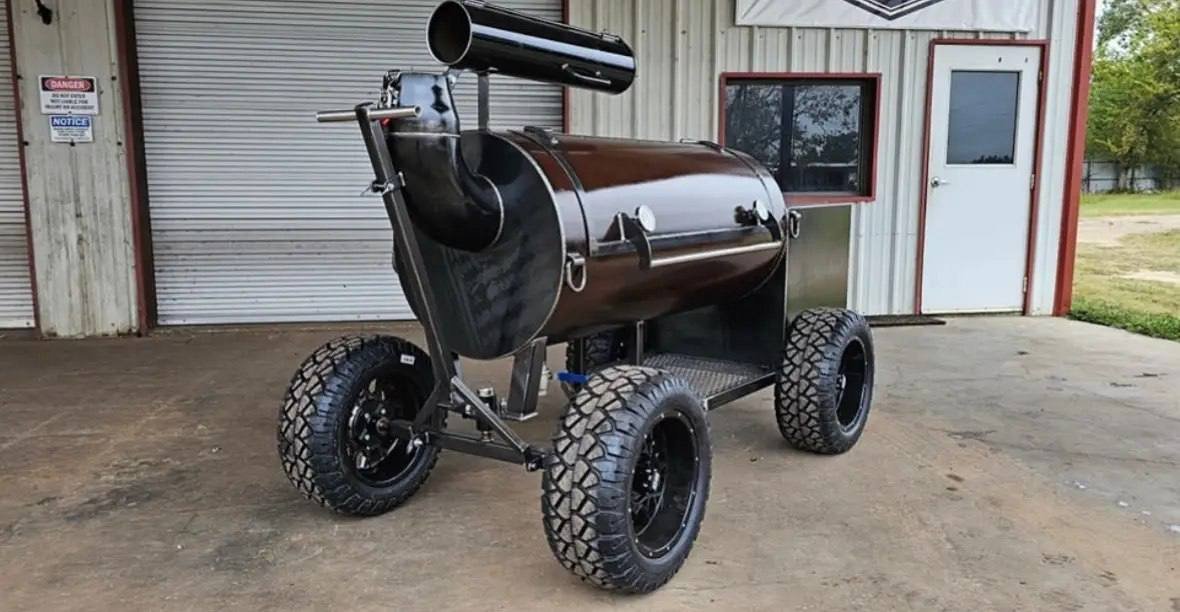 Custom 26" x 60" Offset Smoker on Wagon Cart
