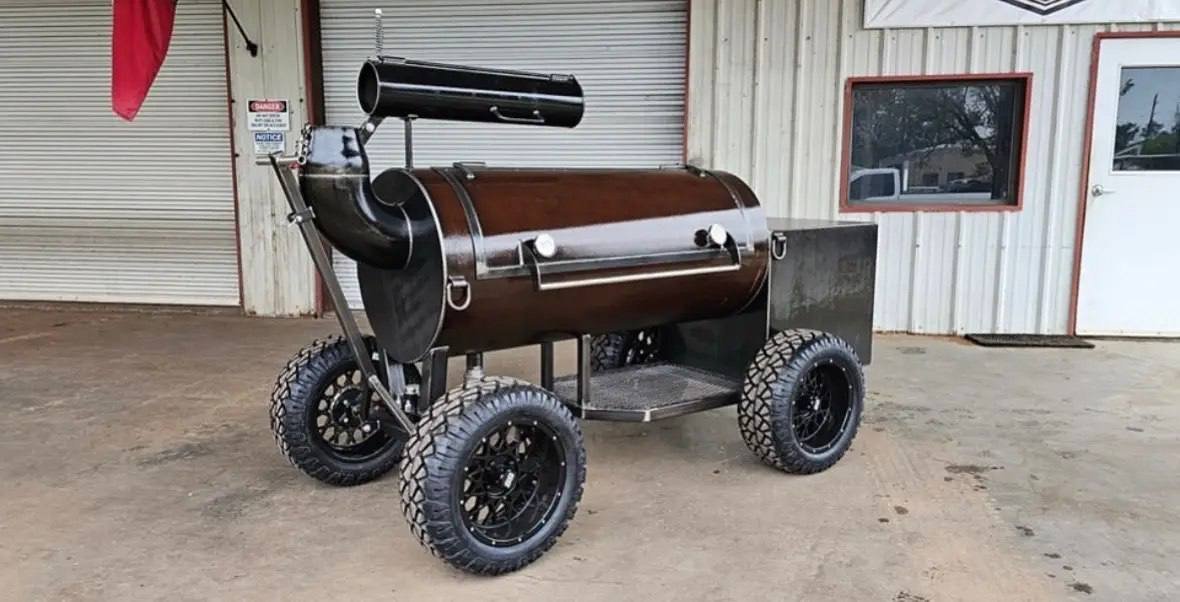 Custom 26" x 60" Offset Smoker on Wagon Cart - Image 3
