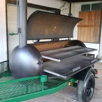 Green Offset Smoker Trailer
