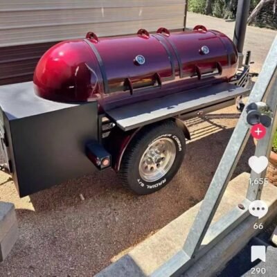 Maroon Offset Smoker Trailer