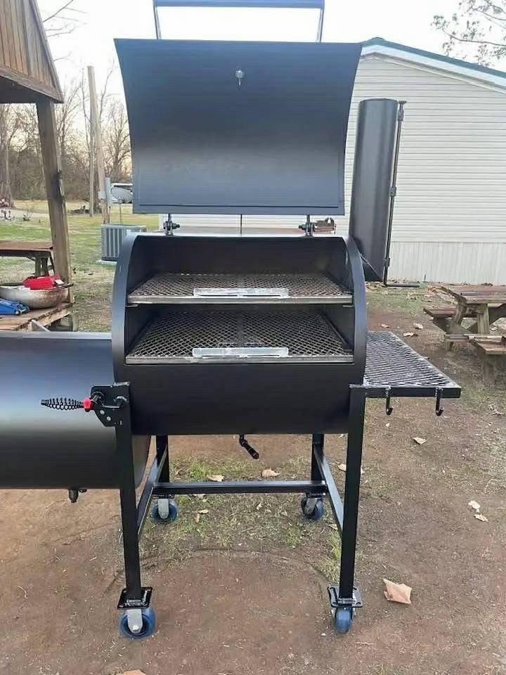 Offset Smoker on Blue Casters - Image 2