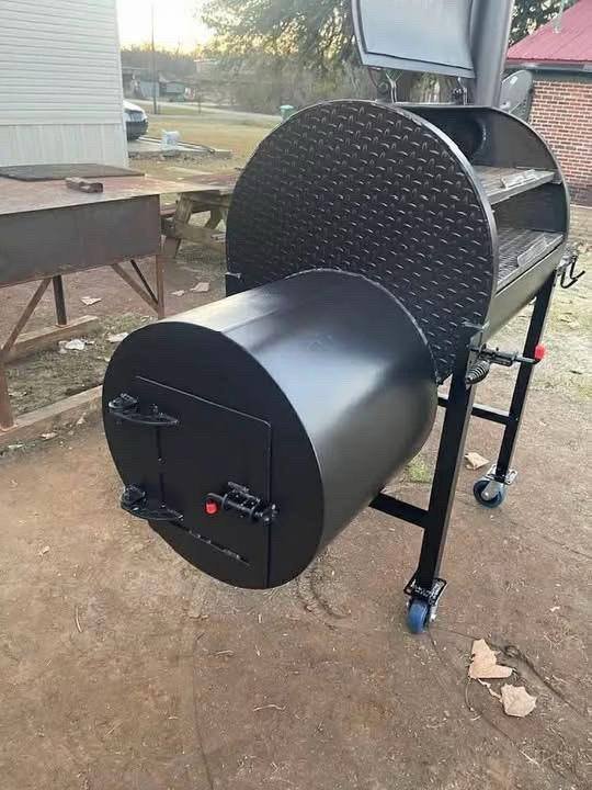 Offset Smoker on Blue Casters - Image 3