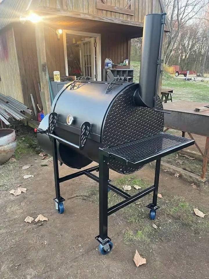 Offset Smoker on Blue Casters - Image 4